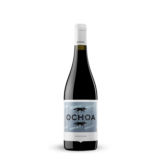 Wine bottle with 'Ochoa' label on a white background